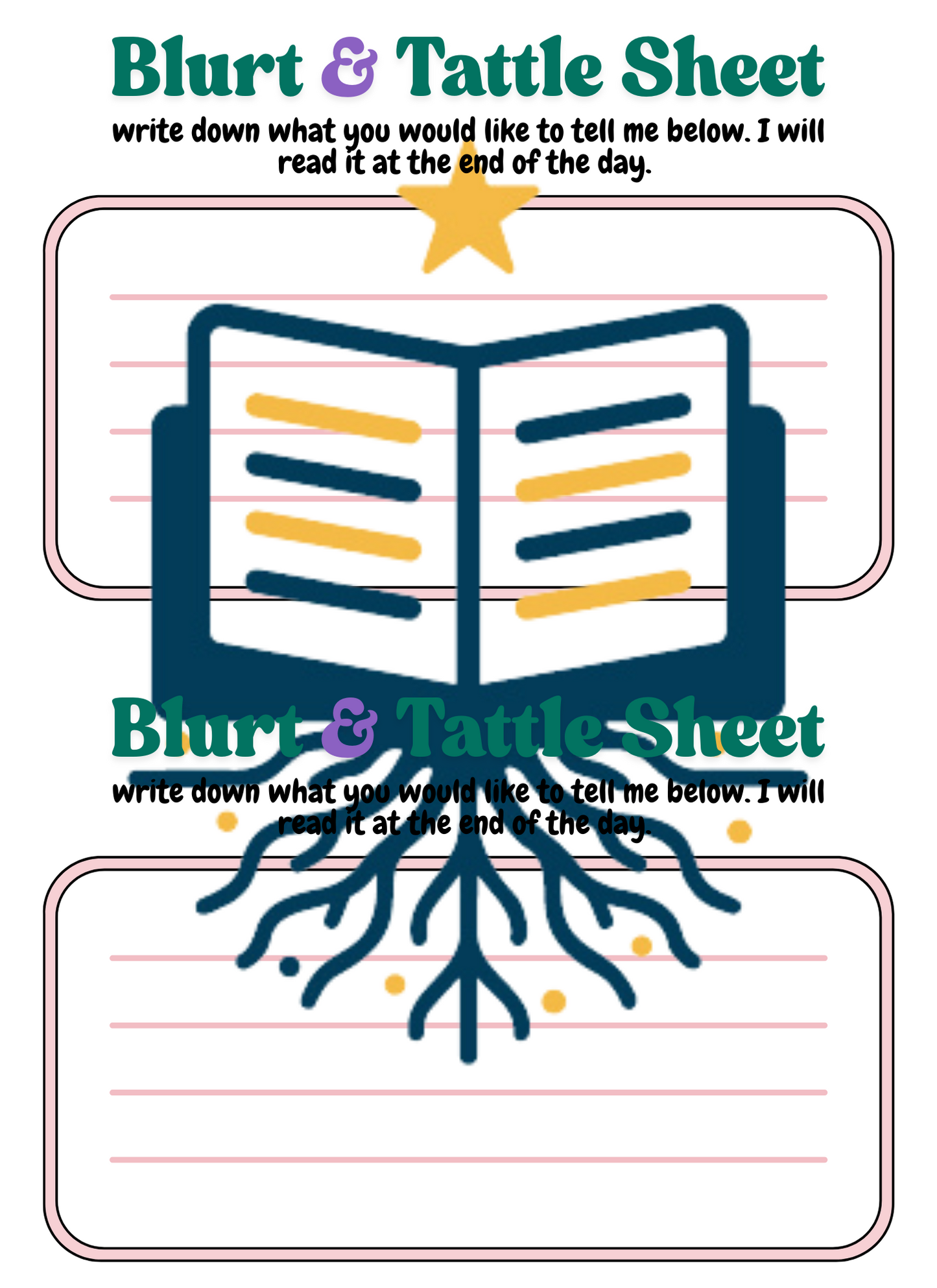 Blurt & Tattle Report Sheet | Minimize and Manage Classroom Disruptions