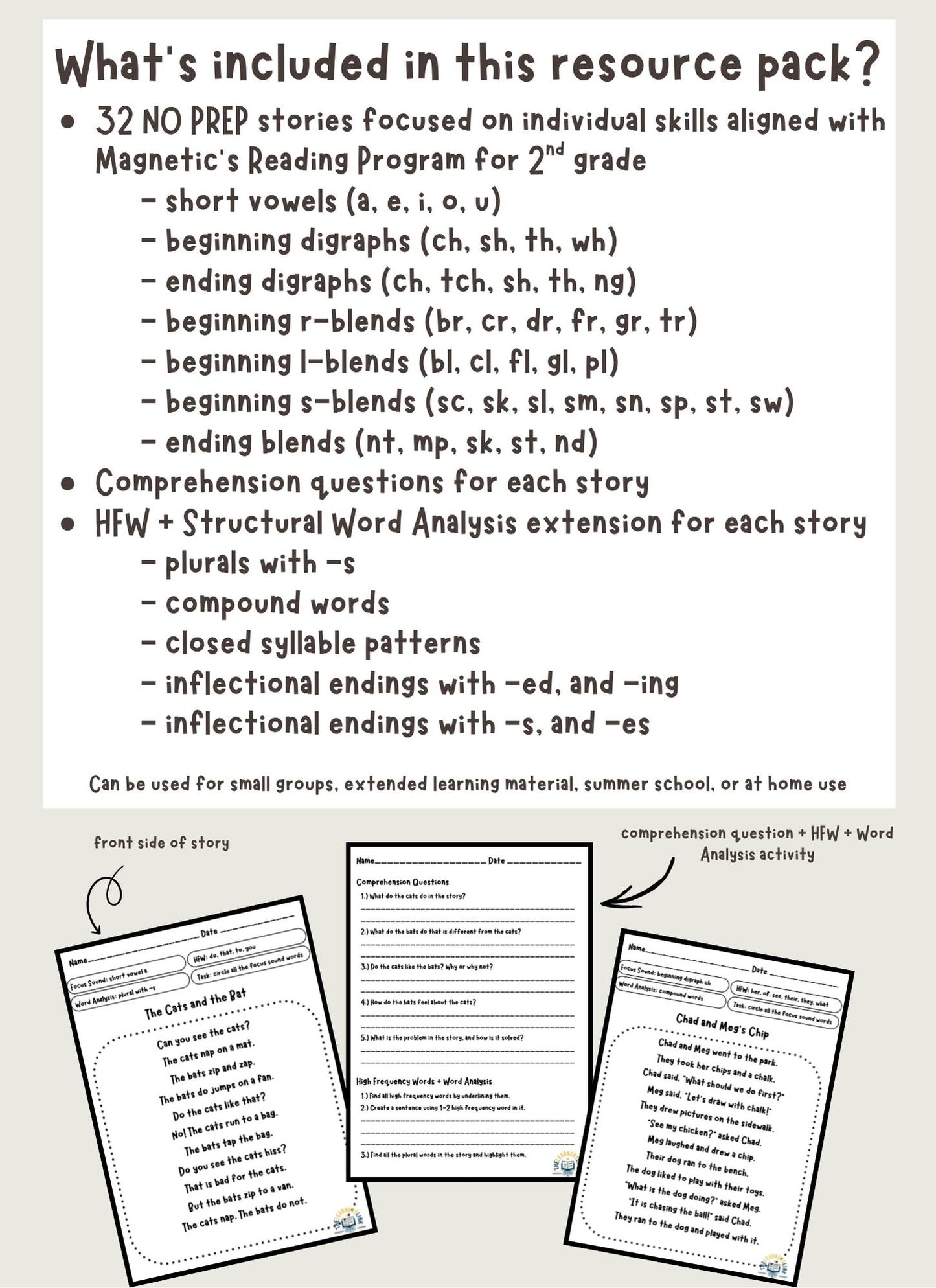 32 Decodable Texts | 2nd Grade Magnetic Reading | HFW + Comp + Word Work