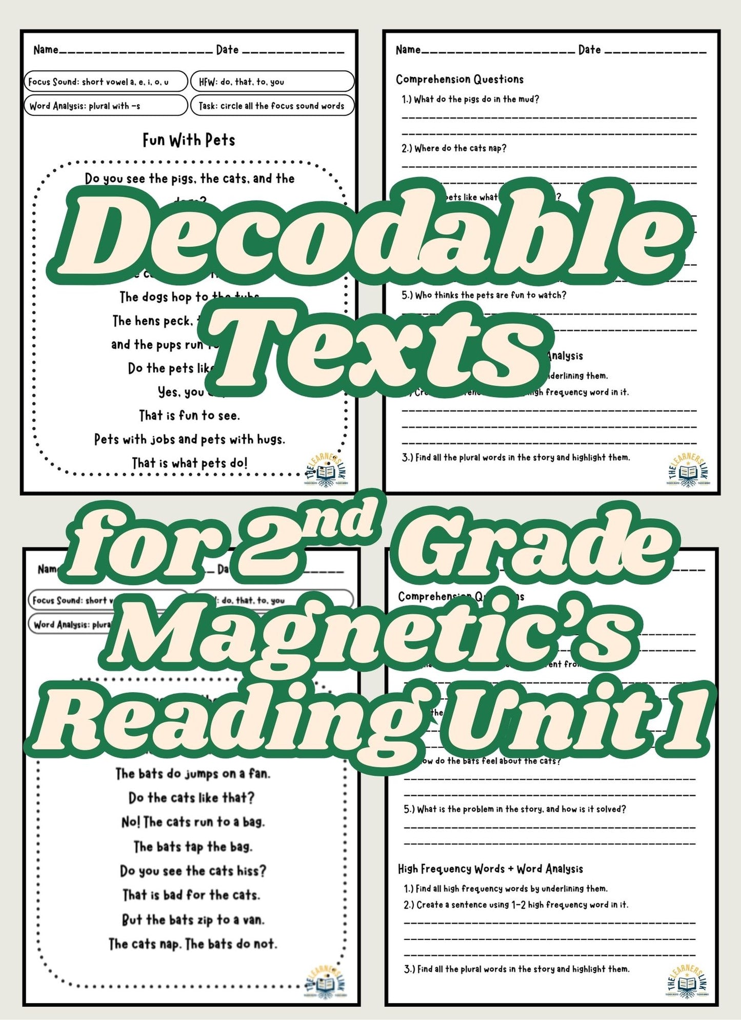 32 Decodable Texts | 2nd Grade Magnetic Reading | HFW + Comp + Word Work