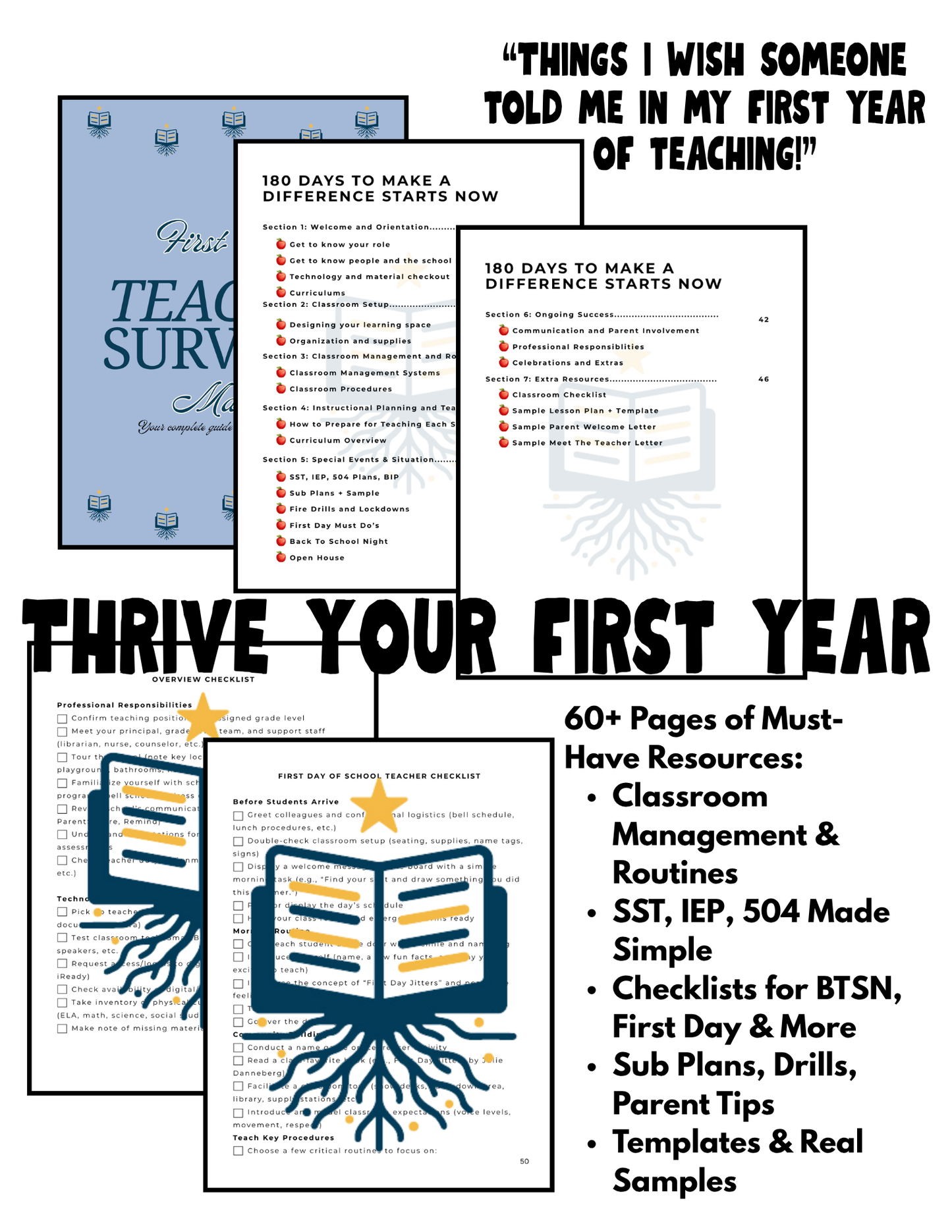 First Year Teacher Checklist & Survival Guide | 60+ Pages of Tips & Templates