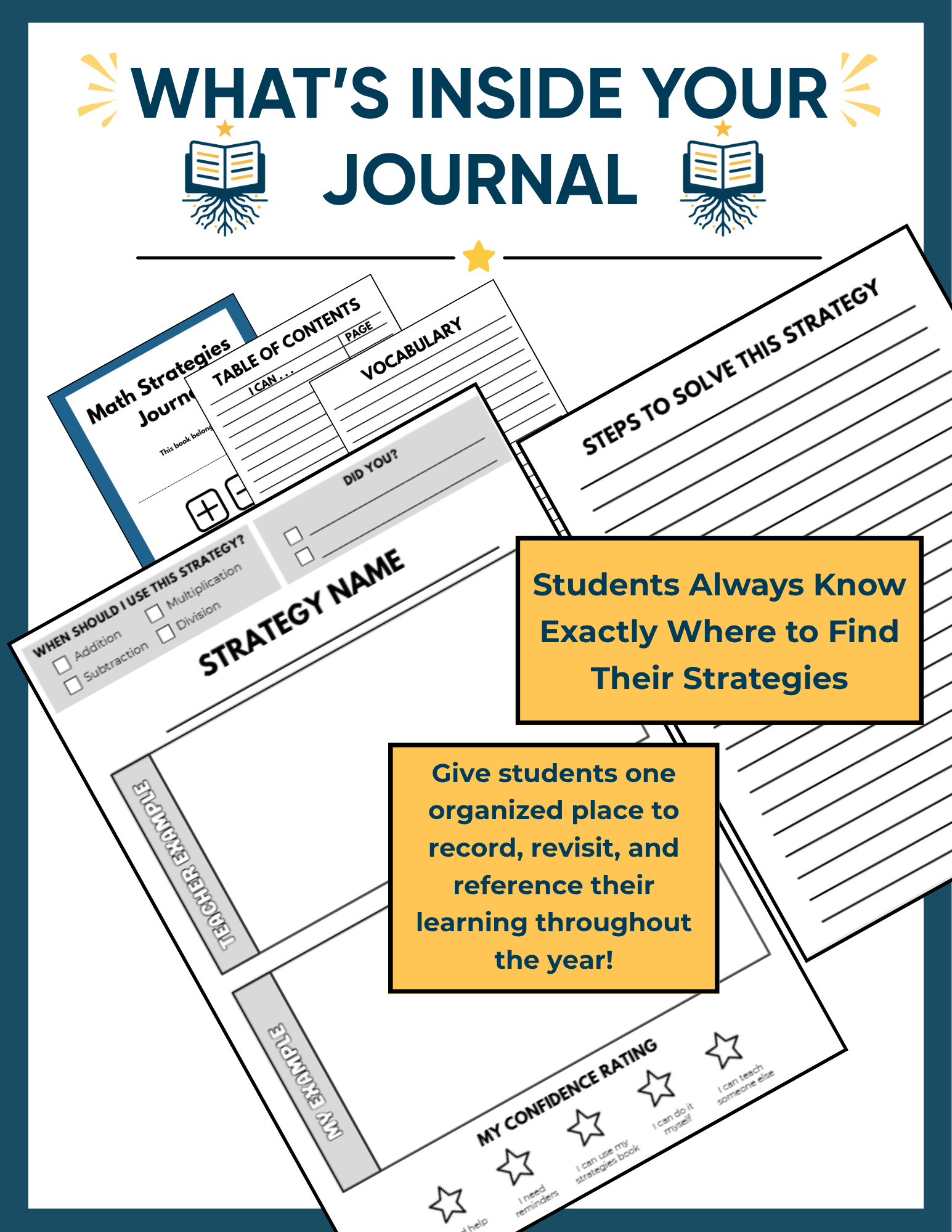 Math Strategy Journal | Printable Student Math Reference Notebook for Grades 2-5